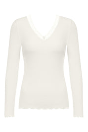 Langarmshirt aus Rippstrick - 1204-oatmilk - Creme