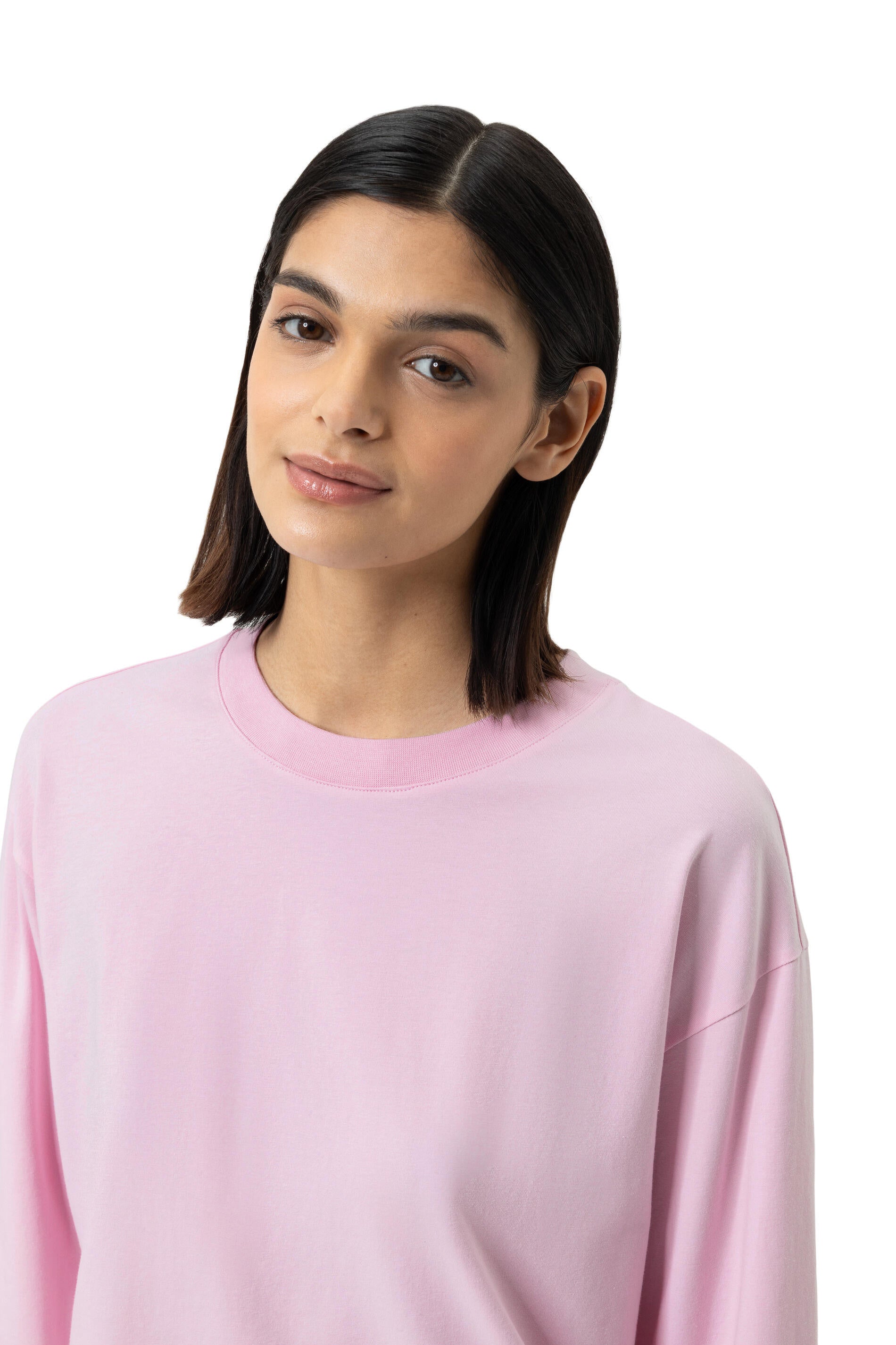 Langarmshirt aus Baumwolle - 1718-soft pink - Rosa
