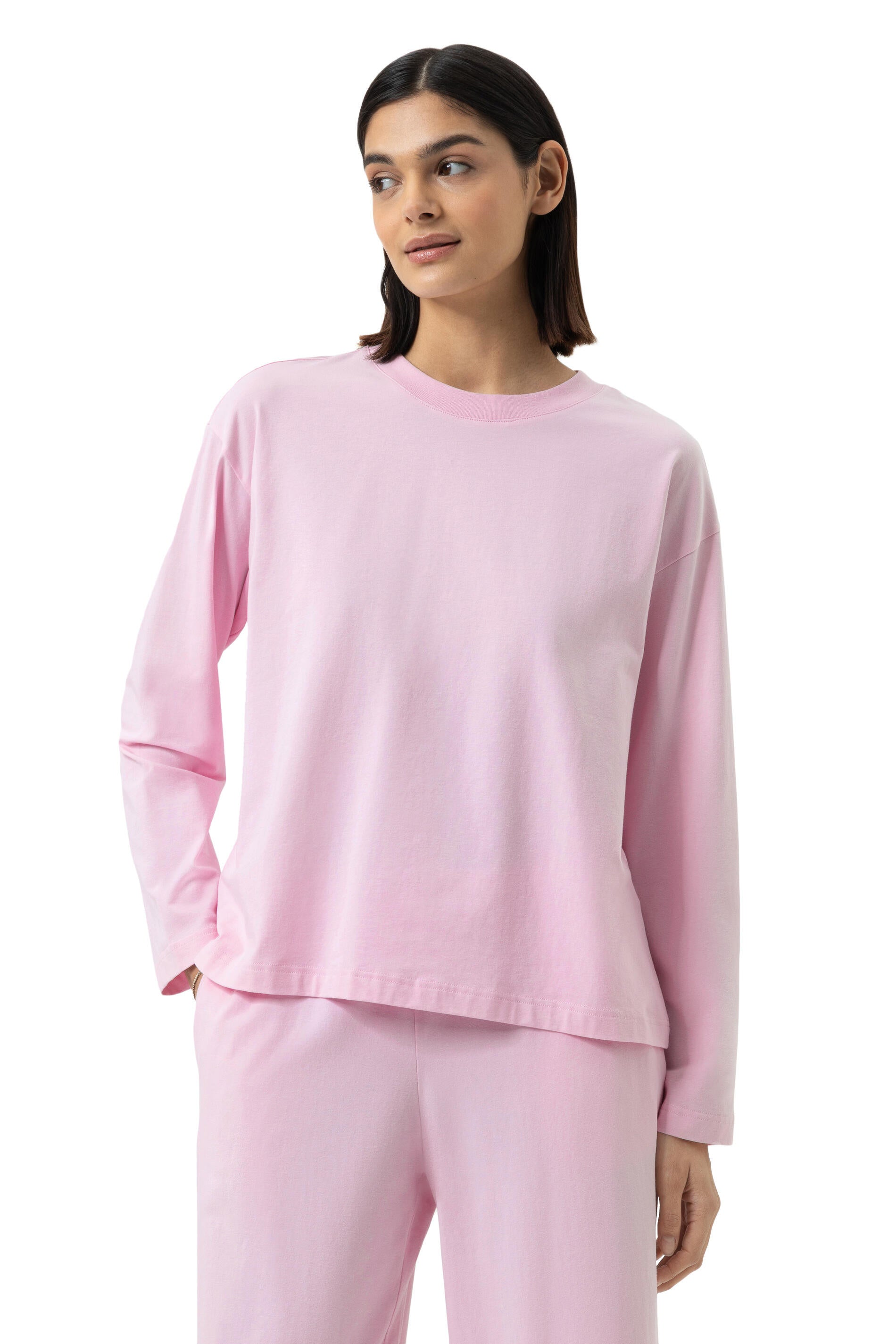 Langarmshirt aus Baumwolle - 1718-soft pink - Rosa