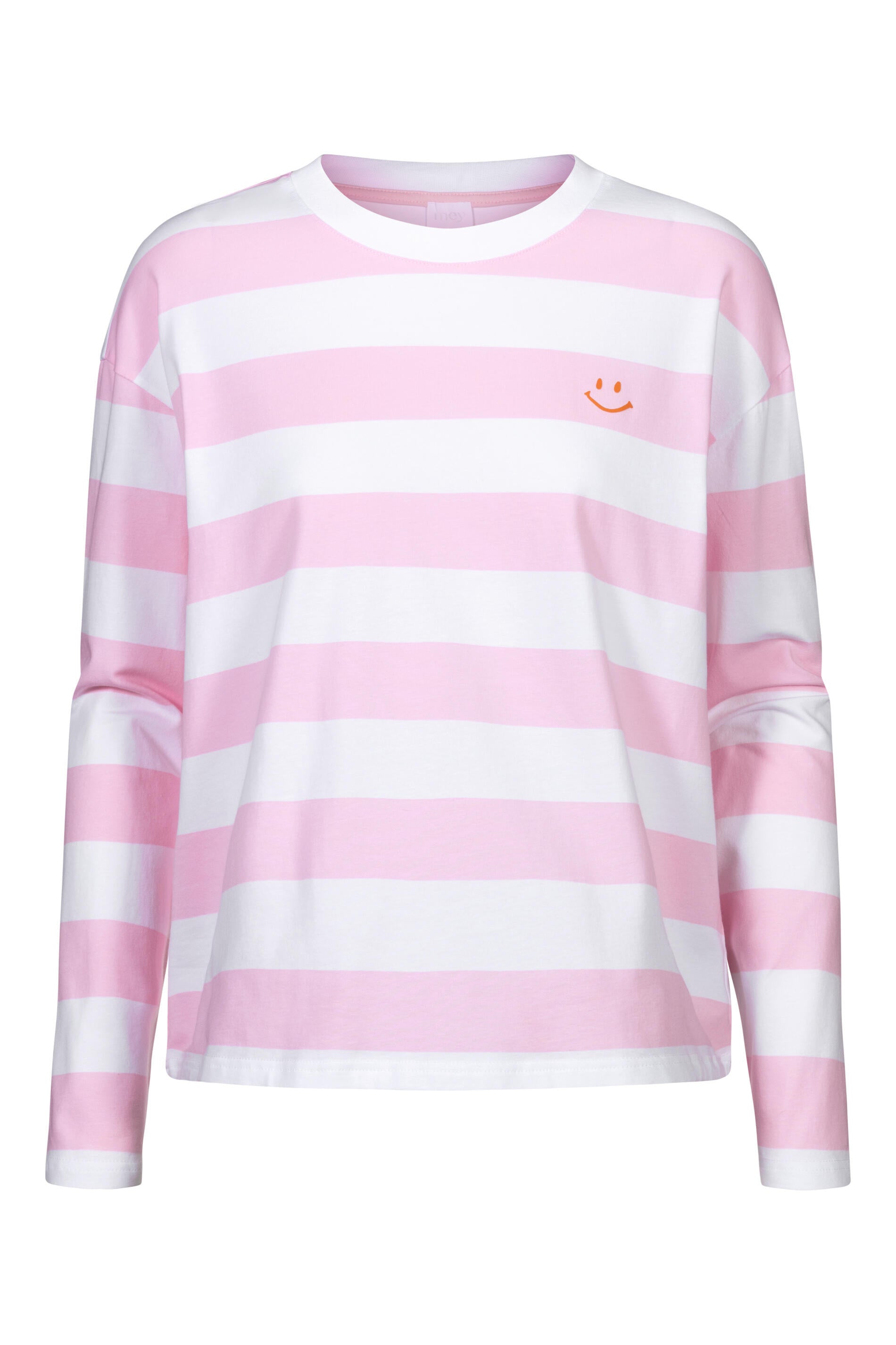 Langarmshirt aus Baumwolle - 1718-soft pink - Weiß | Pink