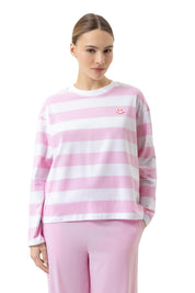 Langarmshirt aus Baumwolle - 1718-soft pink - Weiß | Pink