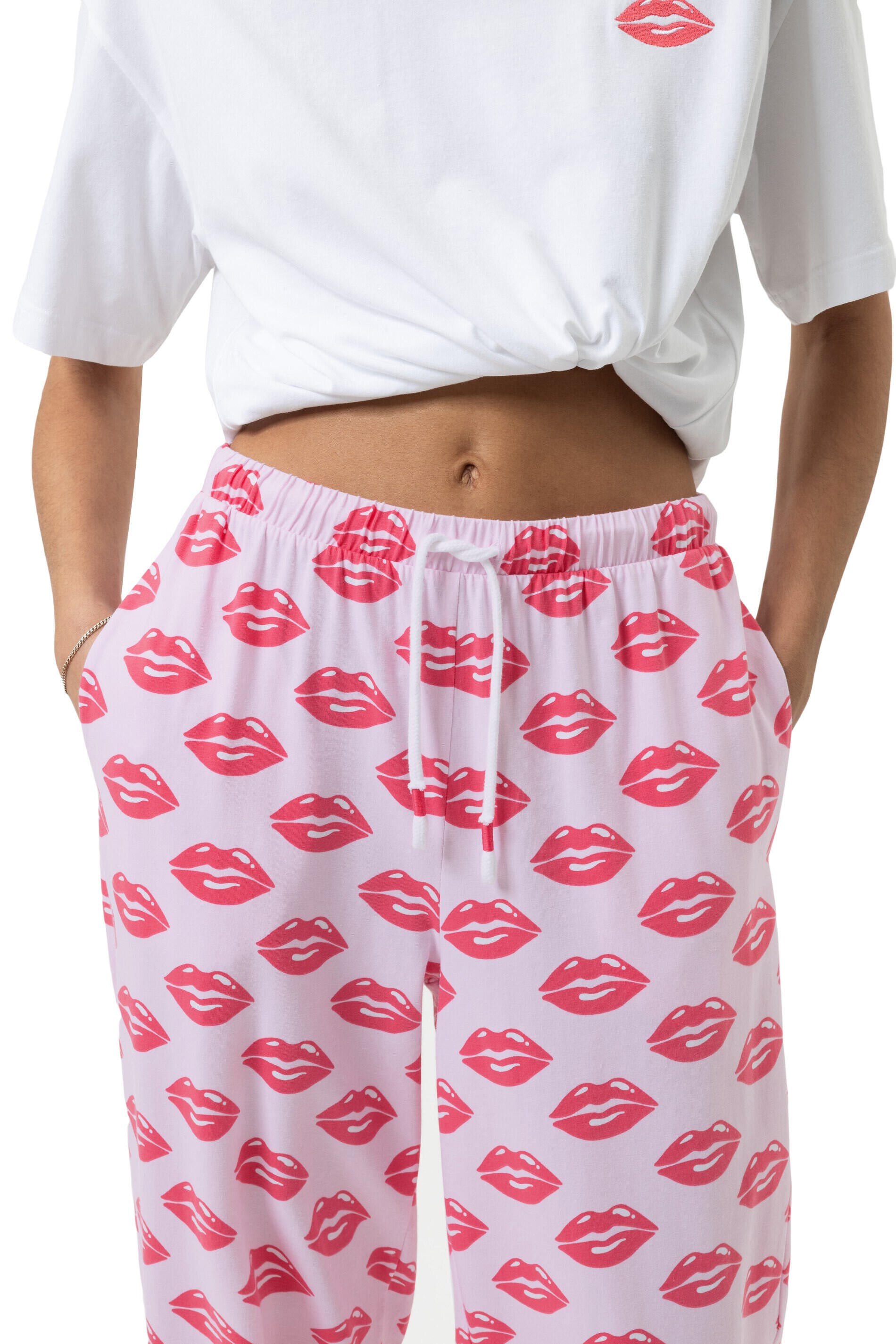 Schlafhose aus Baumwolle - 1718-soft pink - Rosa