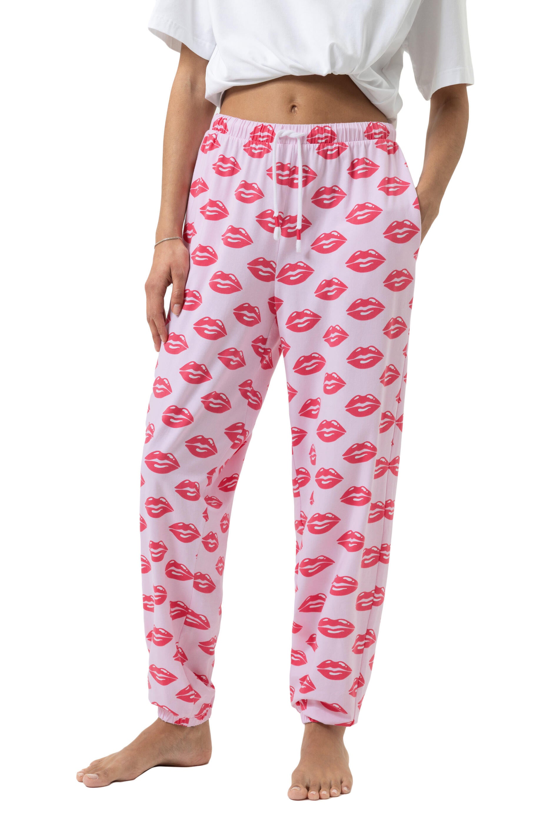 Schlafhose aus Baumwolle - 1718-soft pink - Rosa