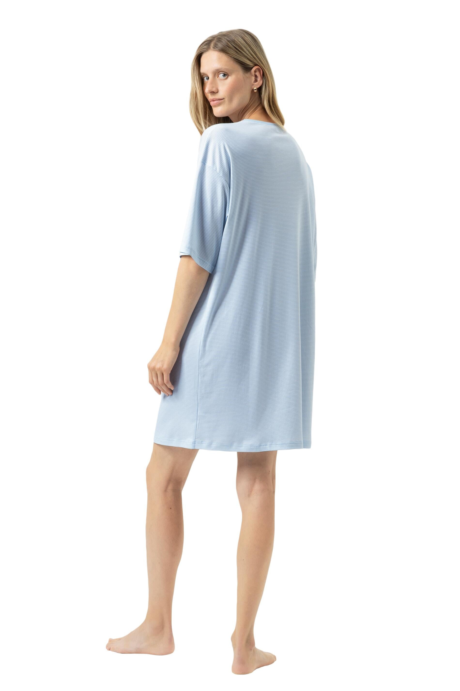 Schlafshirt gestreift - 1113-alice blue - Blau