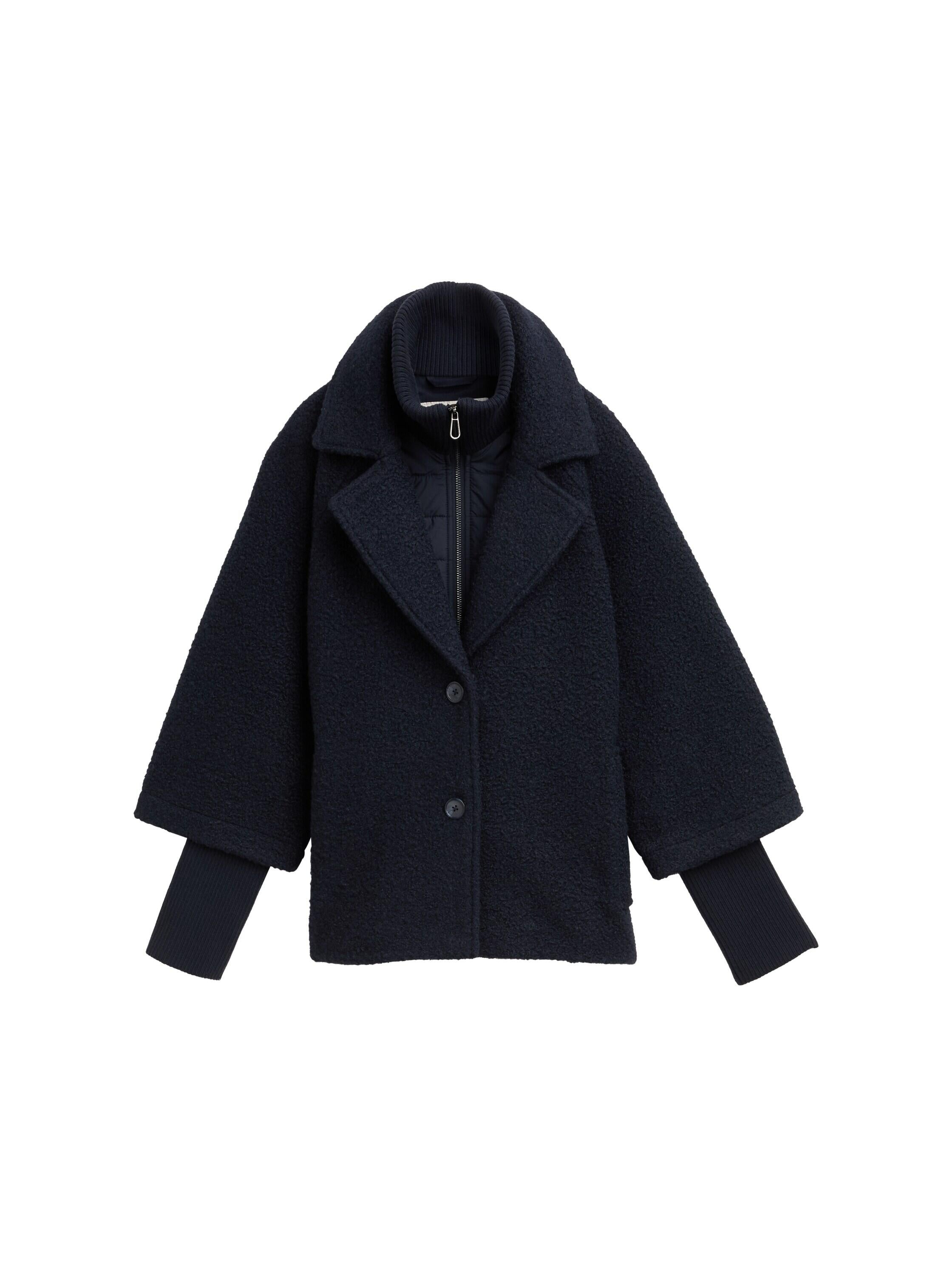Bouclé-Jacke mit Steppeinsatz - 10668-sky captain blue - Blau