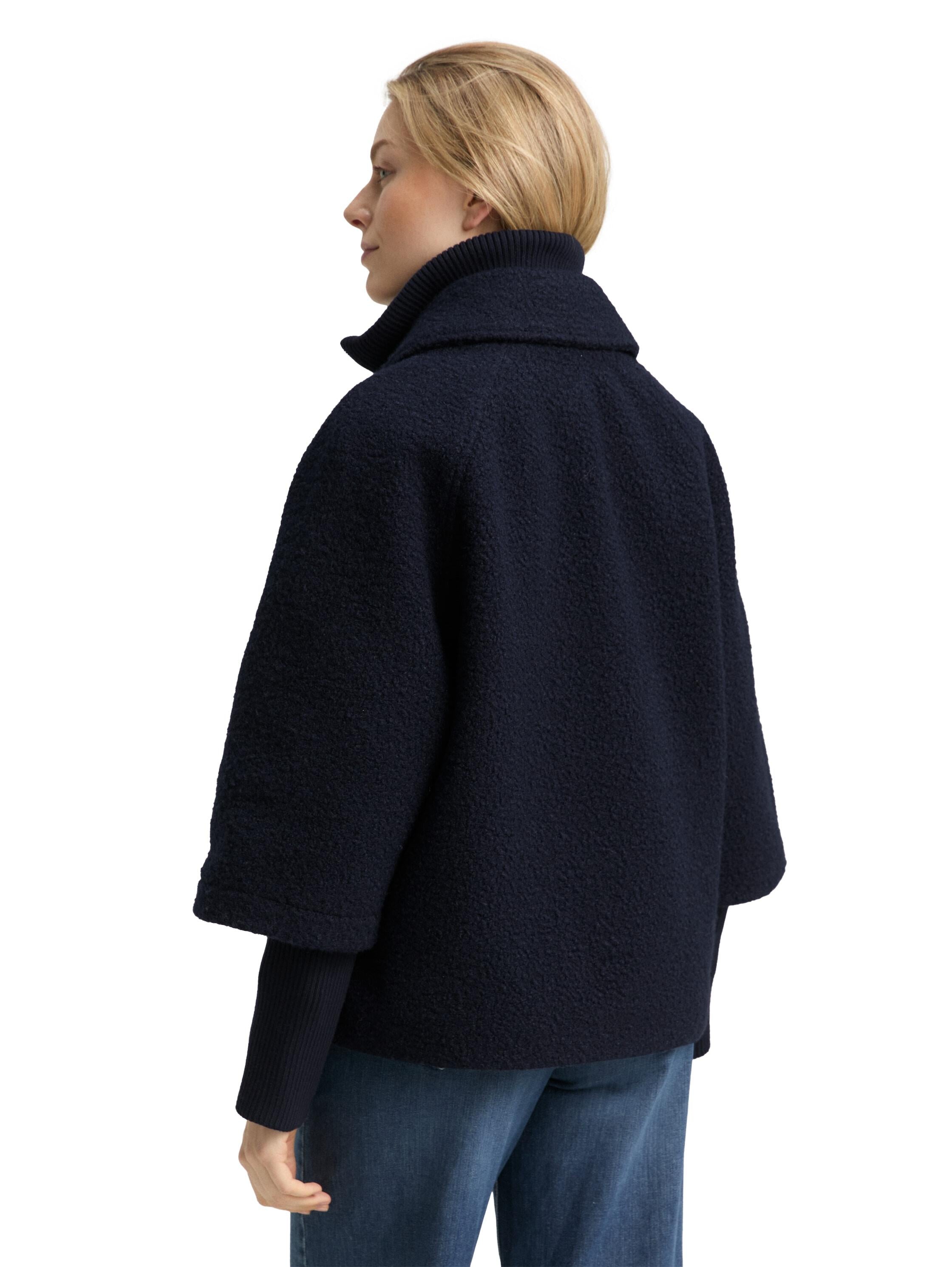 Bouclé-Jacke mit Steppeinsatz - 10668-sky captain blue - Blau
