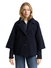 Bouclé-Jacke mit Steppeinsatz - 10668-sky captain blue - Blau