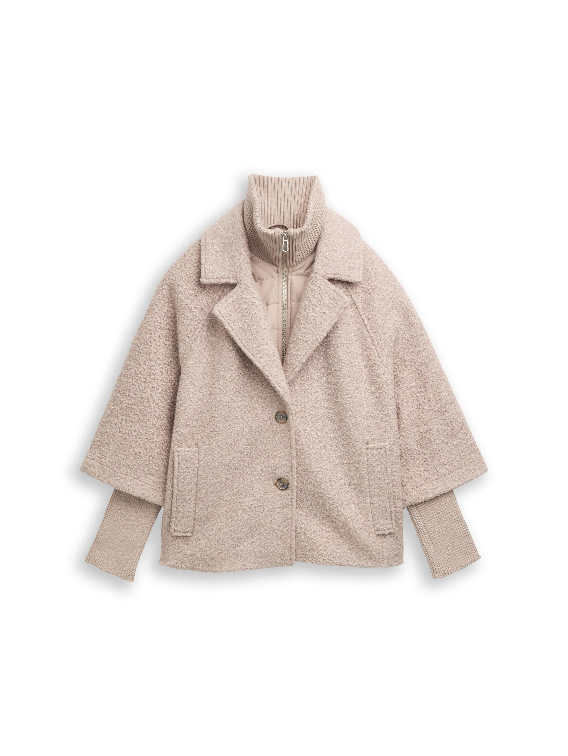 Bouclé-Jacke mit Steppeinsatz - 38230-boucle beige melange - Beige