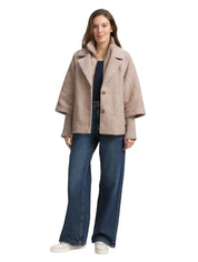 Bouclé-Jacke mit Steppeinsatz - 38230-boucle beige melange - Beige