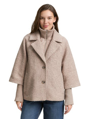 Bouclé-Jacke mit Steppeinsatz - 38230-boucle beige melange - Beige