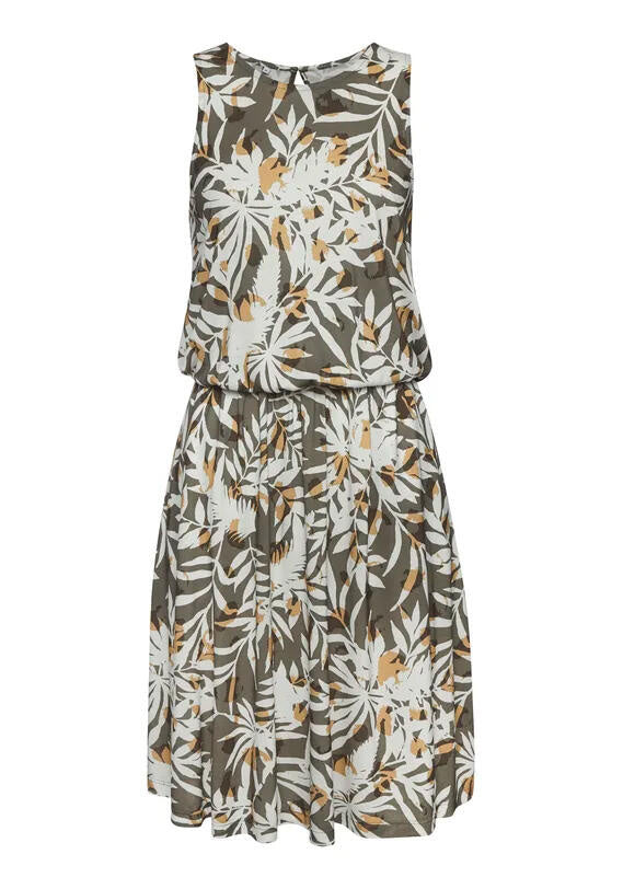 Jerseykleid Mini aus Viskose - 23810-grün-creme - Grün