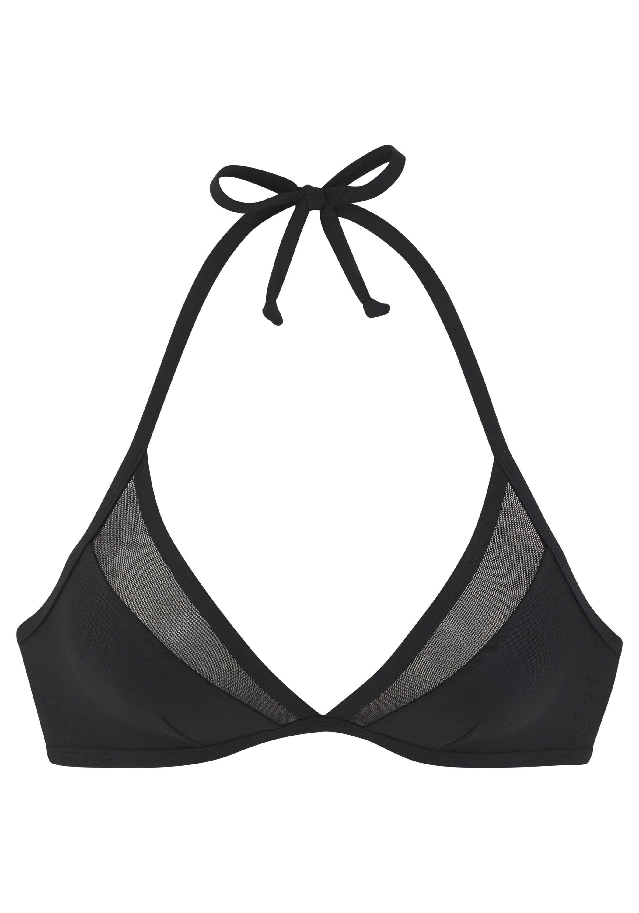 Bikini-Top mit Mesh-Besatz - 4215-black - Schwarz