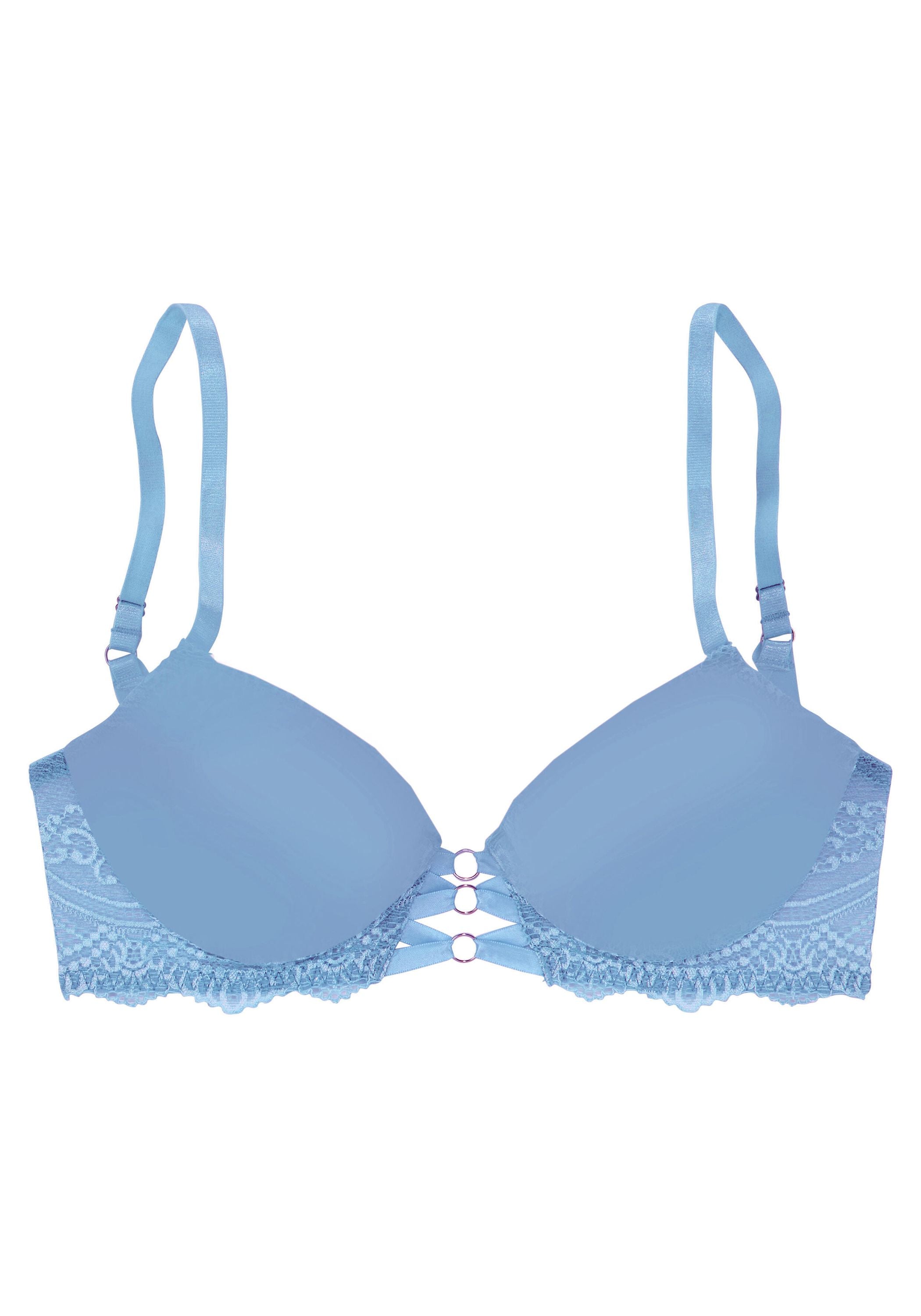 Push-Up-BH mit Spitze - 17-light blue - Blau