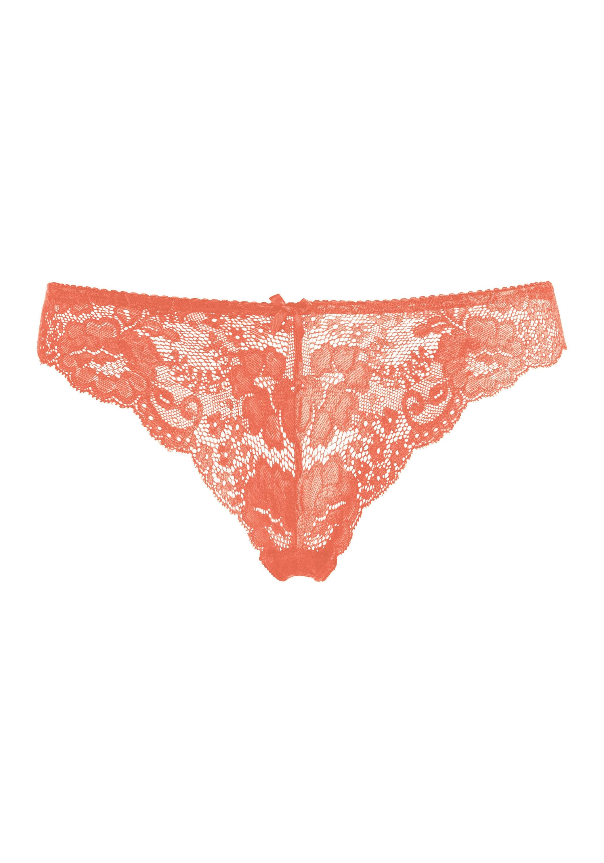 Tanga mit Spitze - 28558-neon peach - Orange