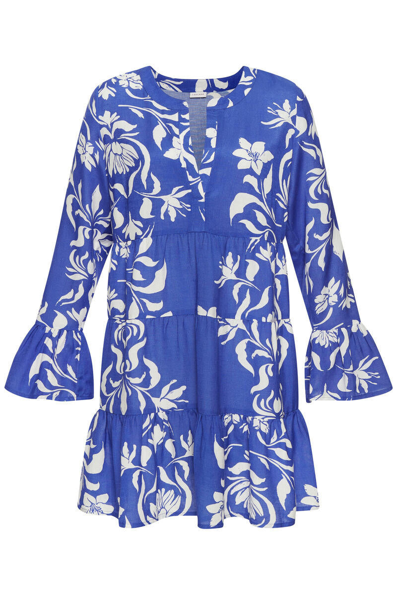 Sommerkleid Mini aus Viskosemix - 28880-cream-royal - Blau