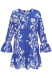 Sommerkleid Mini aus Viskosemix - 28880-cream-royal - Blau