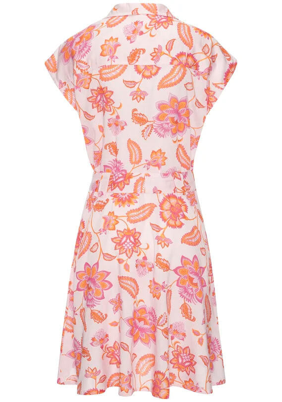 Hemdblusenkleid Mini aus Viskosemix - 12532-pink-orange - Rosa