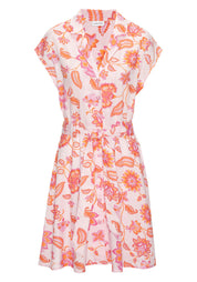 Hemdblusenkleid Mini aus Viskosemix - 12532-pink-orange - Rosa