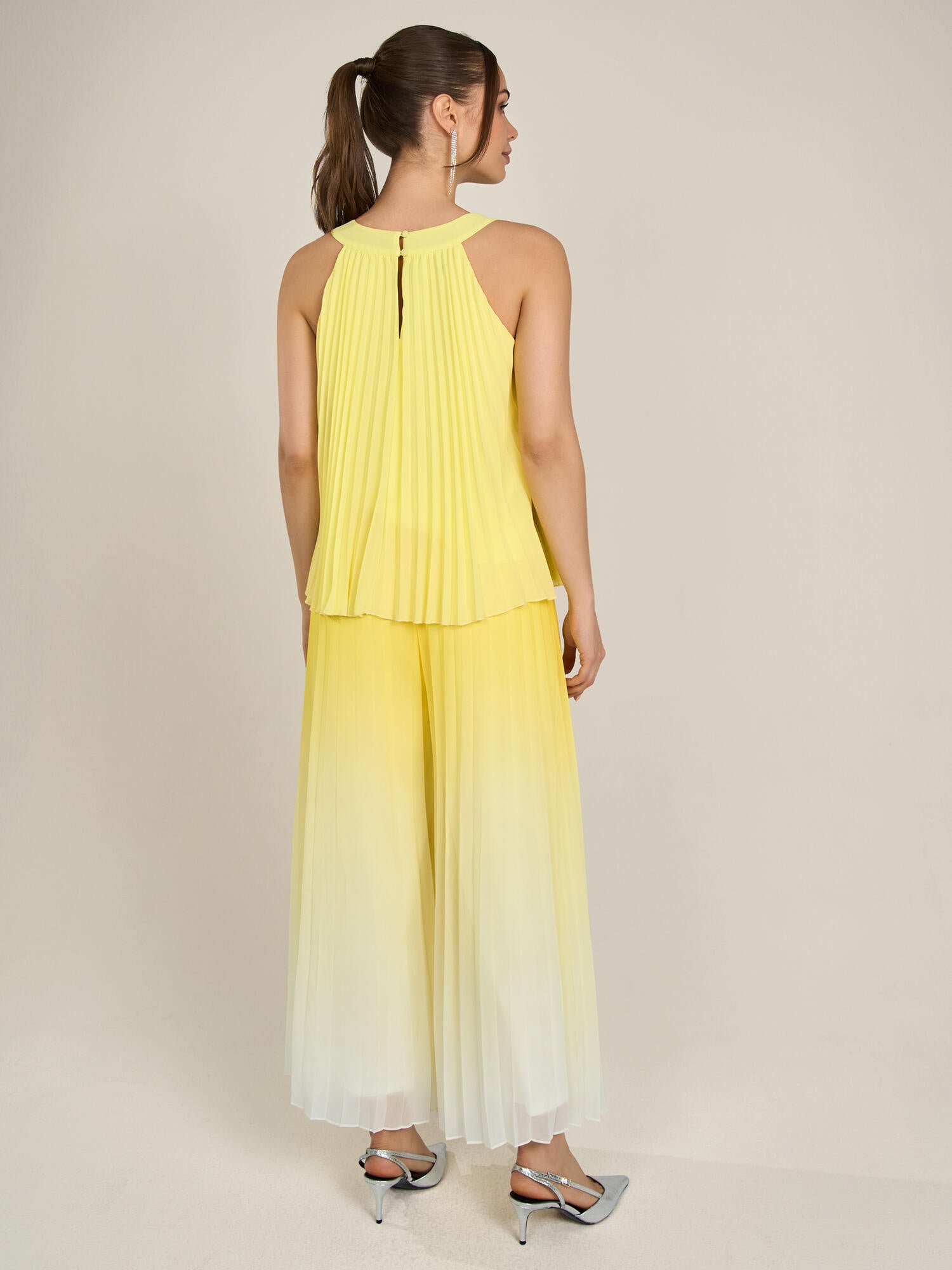 Plisseehose  Wide Leg - vanille-creme - Gelb