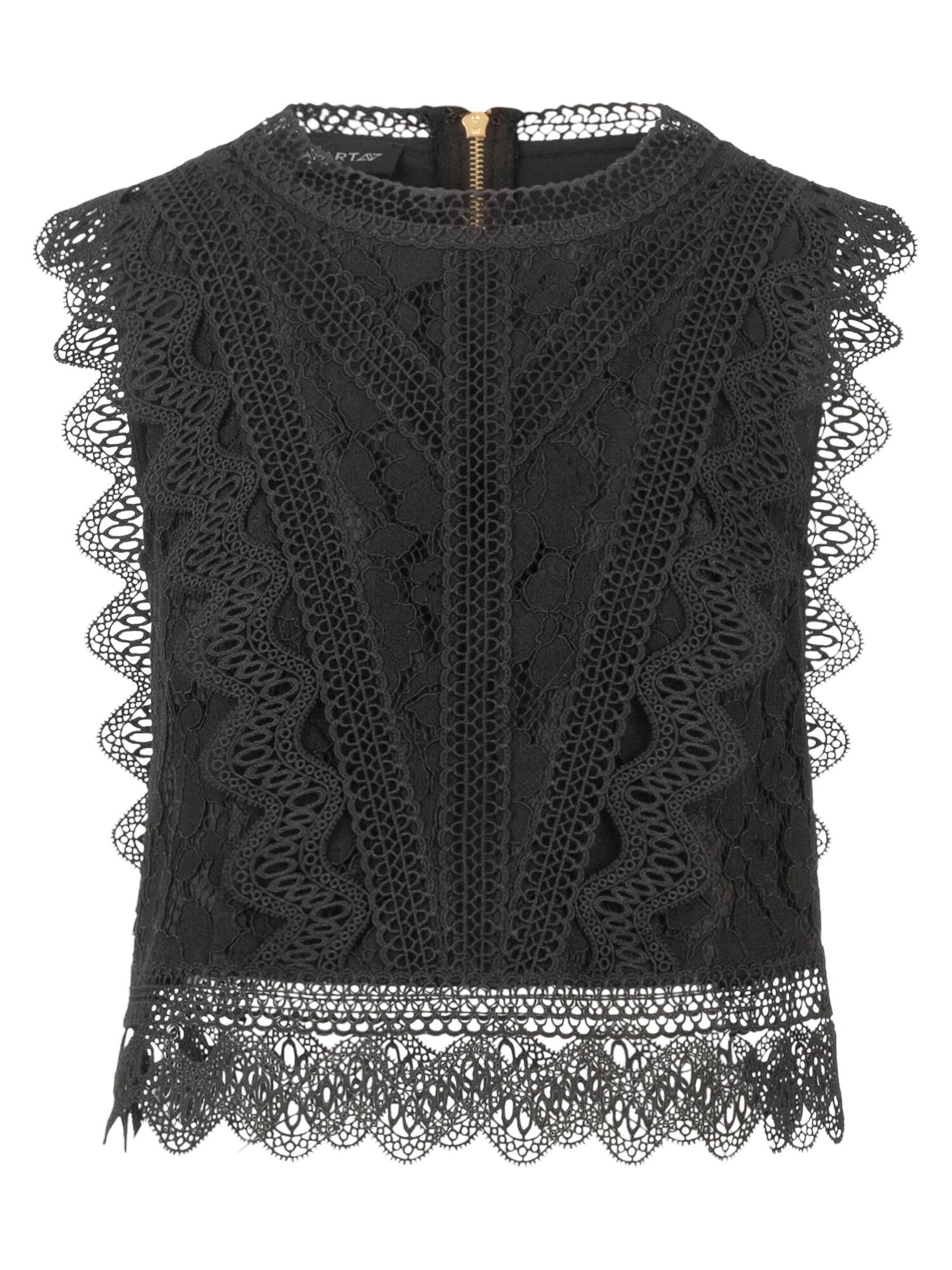 Spitzentop cropped aus Baumwollmix - schwarz - Schwarz