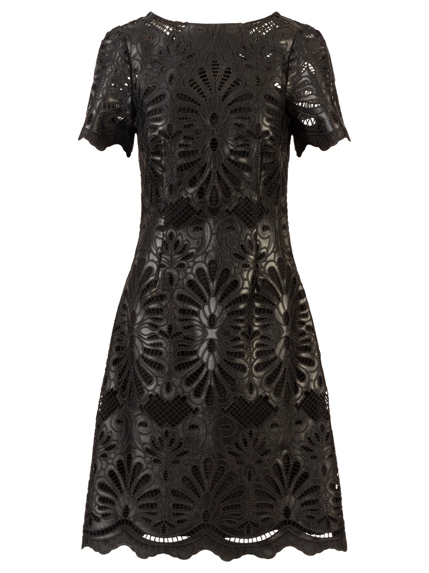 Kunstlederkleid Midi - schwarz - Schwarz