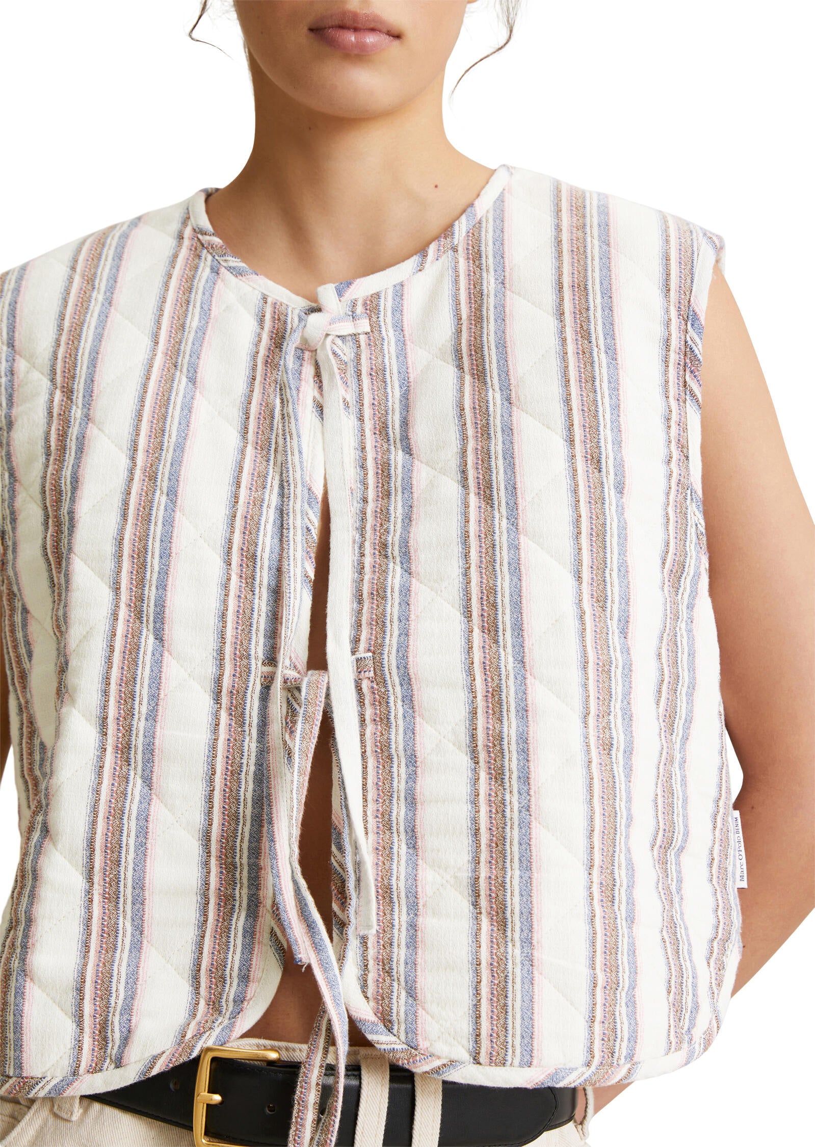 Weste gestreift Regular Fit - 1257-Offwhite_Multi_01 - Weiß