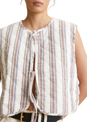 Weste gestreift Regular Fit - 1257-Offwhite_Multi_01 - Weiß