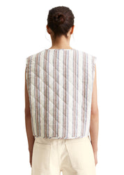 Weste gestreift Regular Fit - 1257-Offwhite_Multi_01 - Weiß