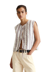 Weste gestreift Regular Fit - 1257-Offwhite_Multi_01 - Weiß