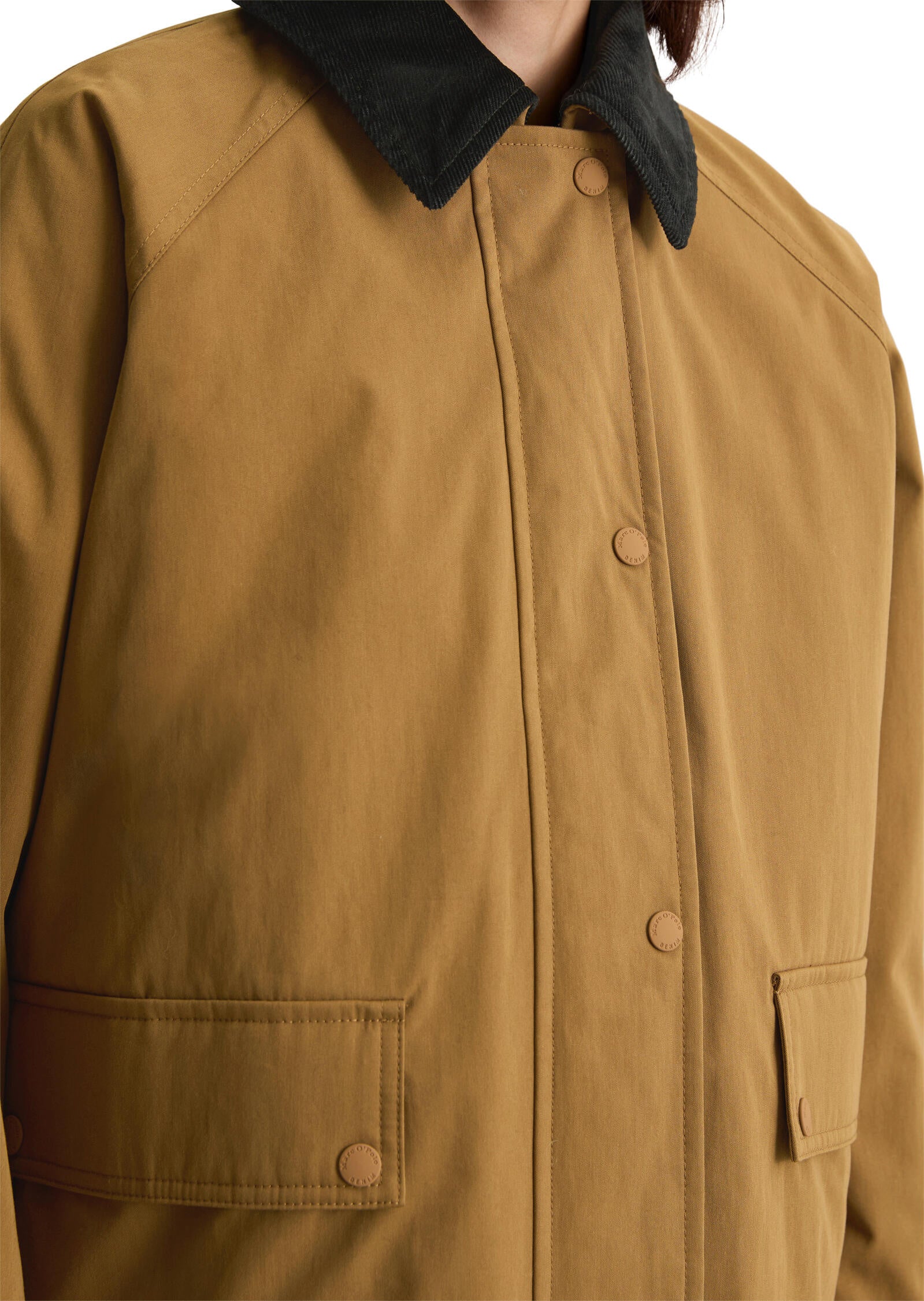 Feldjacke oversized mit aufliegendem Kragen - 1665-Wood Grain - Braun