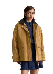 Feldjacke oversized mit aufliegendem Kragen - 1665-Wood Grain - Braun