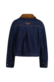 Jeansjacke mit Cord-Kragen - 4460-Dark Blue_Multi_21 - Blau