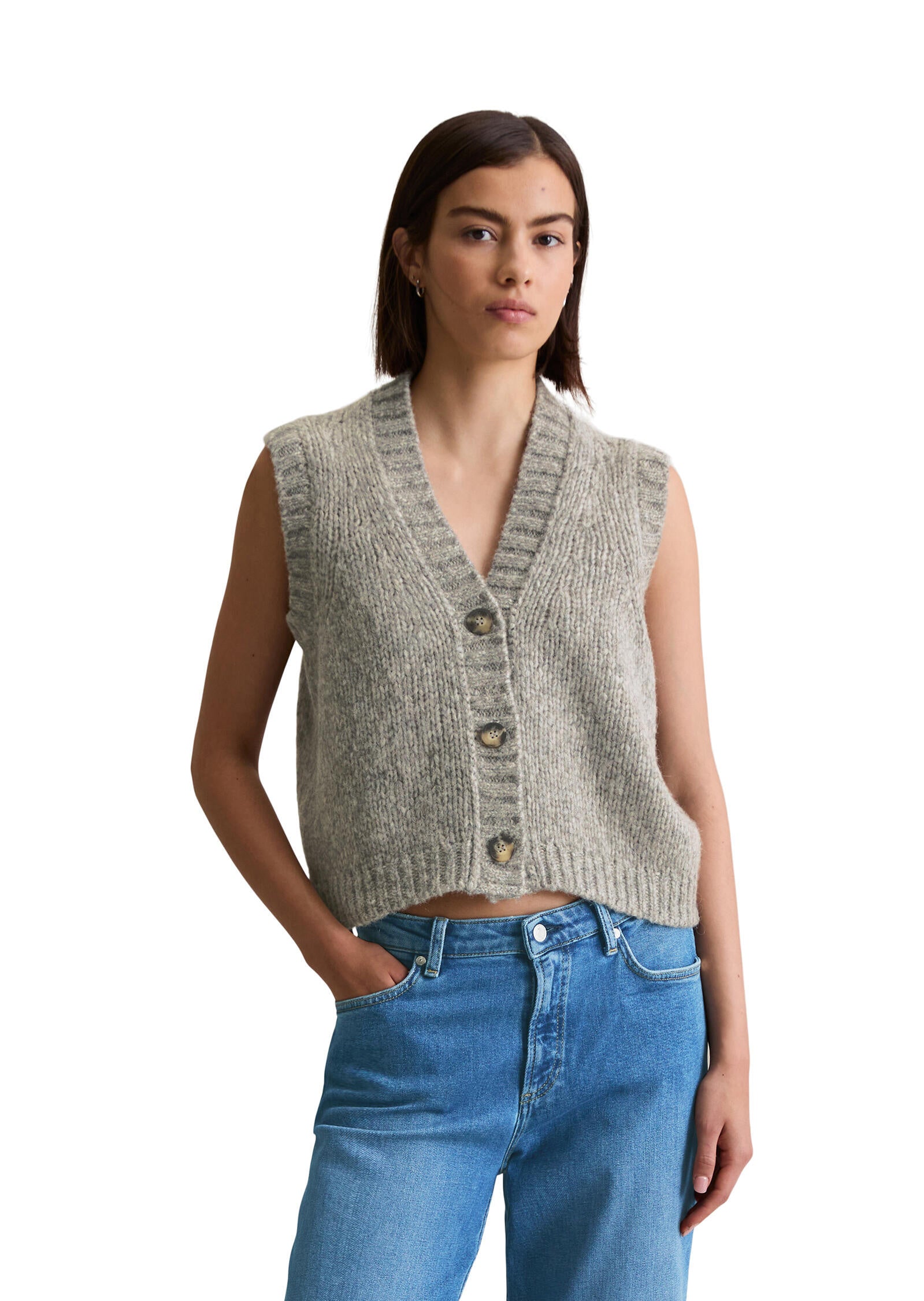 Cardigan Relaxed Fit - 0910-Stone Melange - Grau