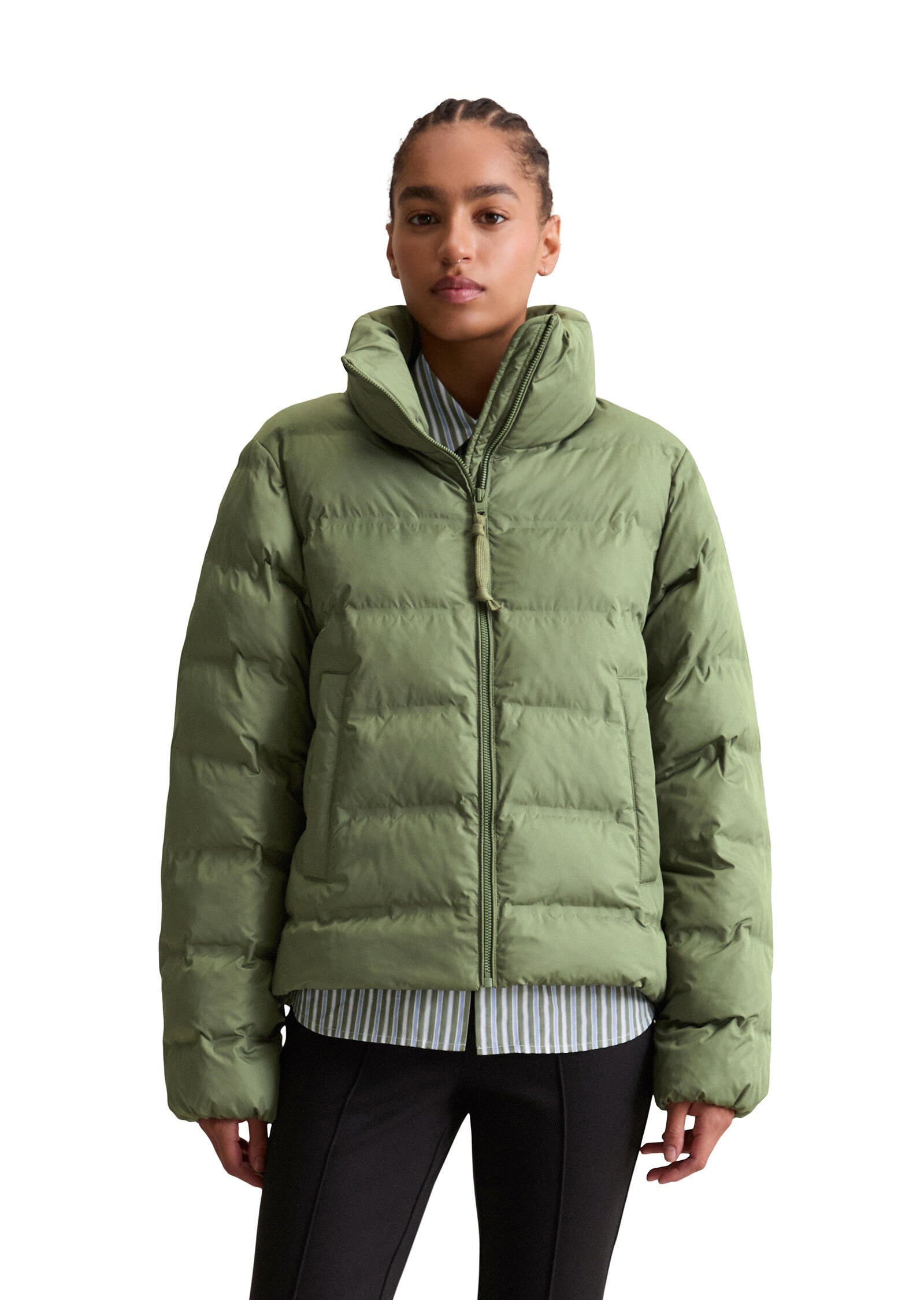 Pufferjacke mit Stehkragen Regular Fit - 3255-Desert Sage - Grün