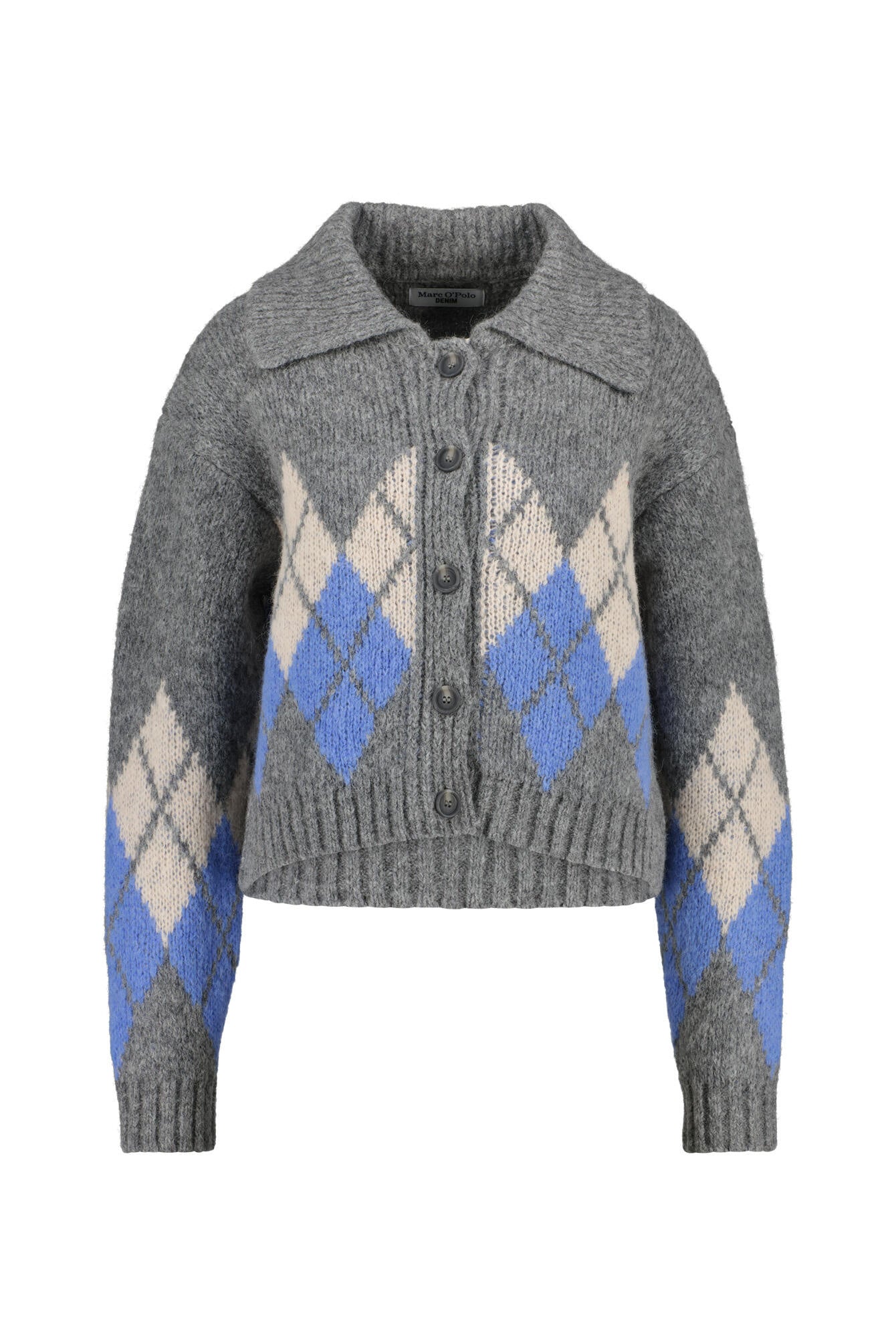 Strickcardigan aus Alpakamix - 0827-Medium Grey_Multi_02 - Grau