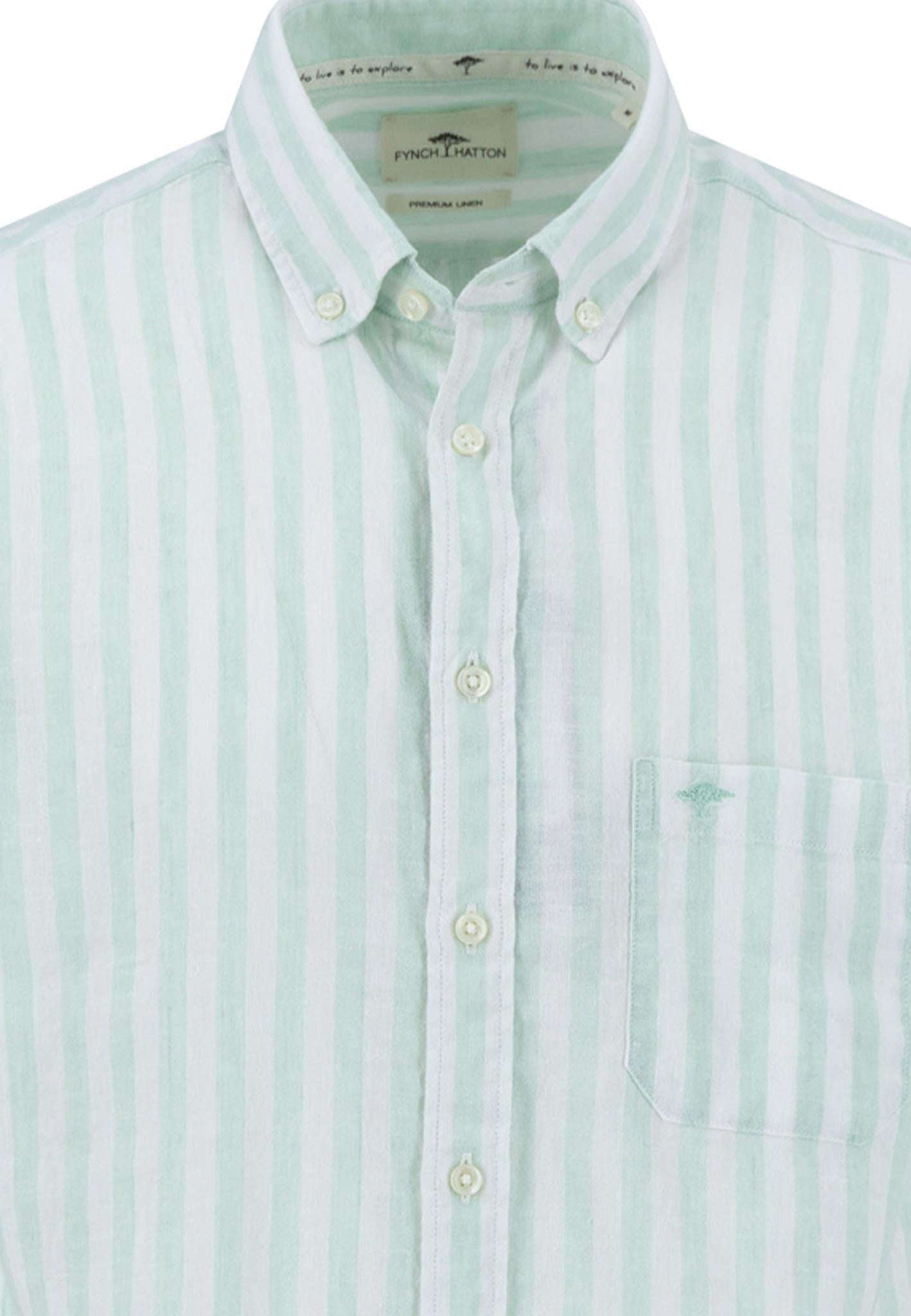 Leinenhemd gestreift Regular Fit - 735-minty green - Grün