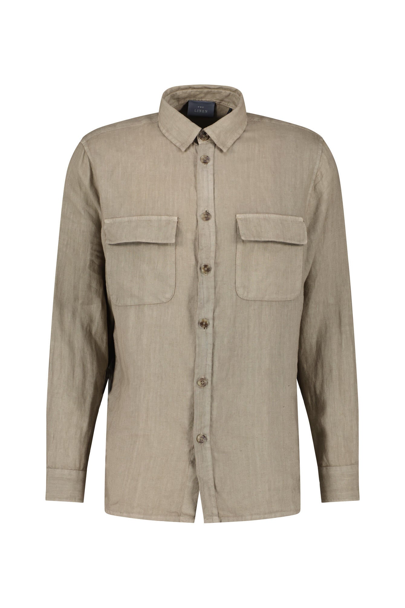 Leinenhemd mit aufgesetzten Brusttaschen - 706 TAUPE - Braun