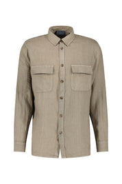 Leinenhemd mit aufgesetzten Brusttaschen - 706 TAUPE - Braun
