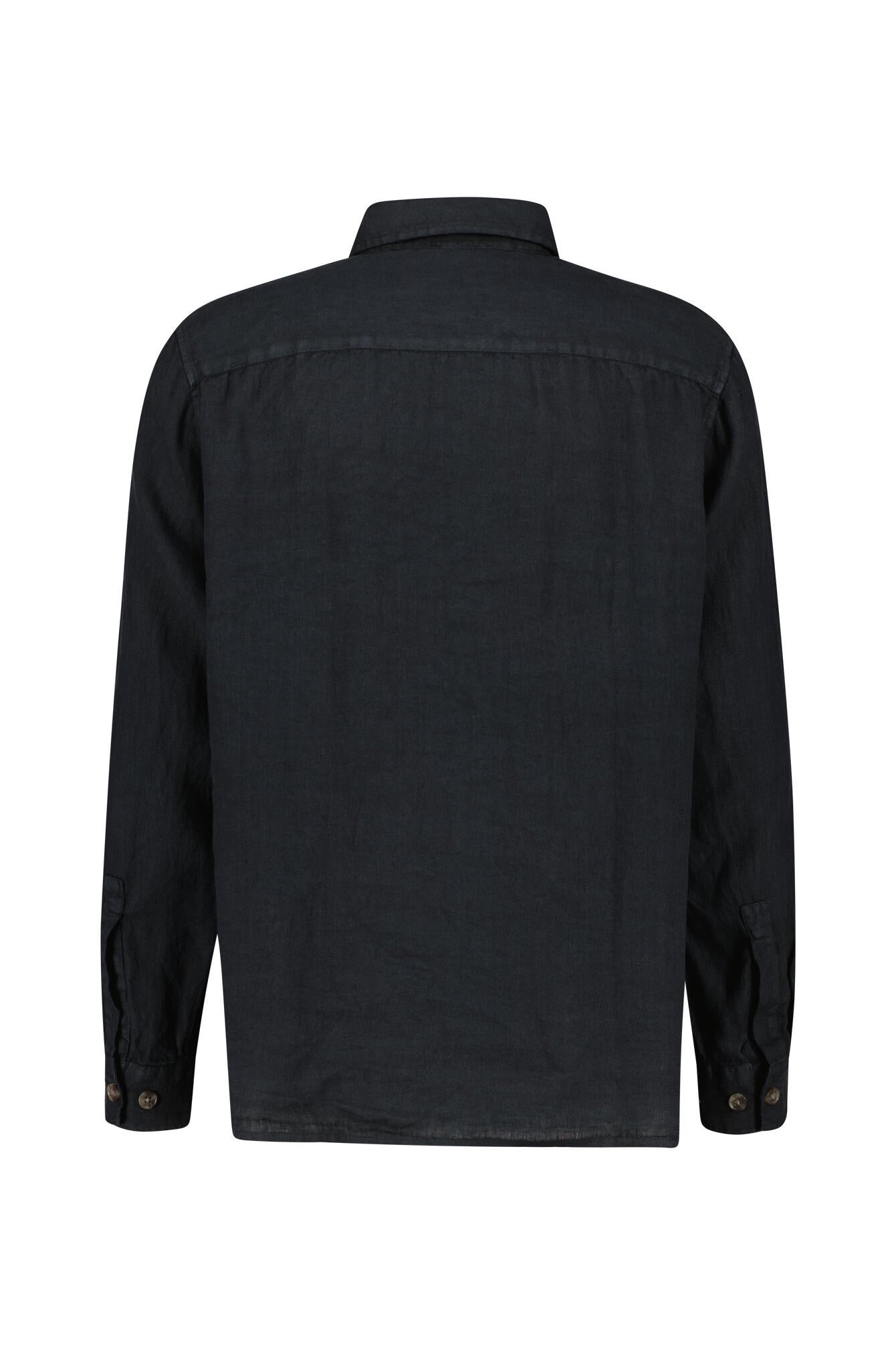 Leinenhemd mit aufgesetzten Brusttaschen - 901 BLACK - Schwarz