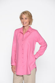 Longbluse aus Leinen - 415 PINK - Pink