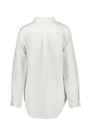 Longbluse aus Leinen - 100 WEISS - Weiß