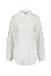 Longbluse aus Leinen - 100 WEISS - Weiß