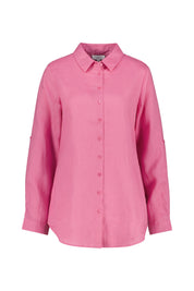 Longbluse aus Leinen - 415 PINK - Pink