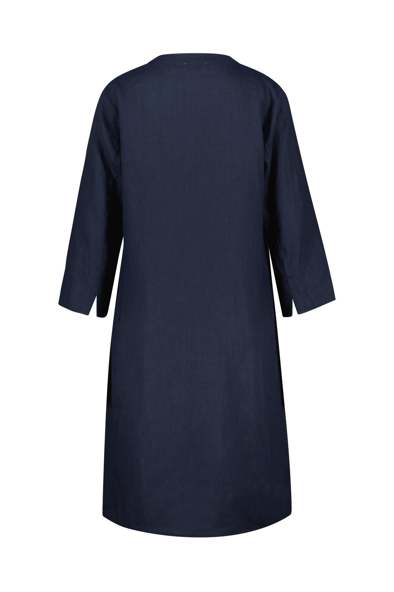 Freizeitkleid Midi aus Leinen - 623 MARINE - Blau