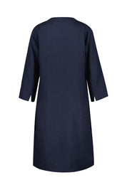 Freizeitkleid Midi aus Leinen - 623 MARINE - Blau