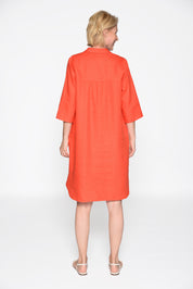 Freizeitkleid Midi aus Leinen - 451 GERANIE - Rot