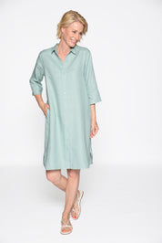 Freizeitkleid Midi aus Leinen - 515 JADE - Türkis