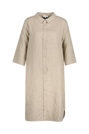 Freizeitkleid Midi aus Leinen - 248 NATUR - Beige