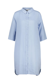 Freizeitkleid Midi aus Leinen - 612 BLEU - Blau