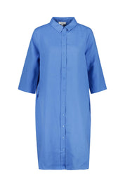Freizeitkleid Midi aus Leinen - 647 AZUR - Blau